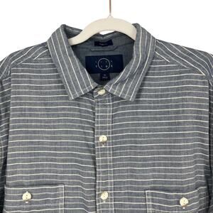Even Tide Shirt Mens XL Chambray Blue Stripe Button‎ Front Cotton Long Sleeve